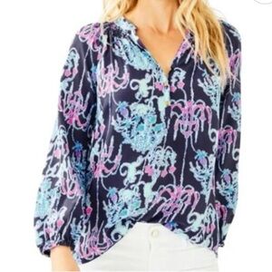 Lilly Pulitzer 100% Silk Elsa Blouse XS